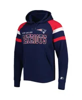 Men's Starter Navy New England Patriots Draft Fleece Raglan Pullover Hoodie