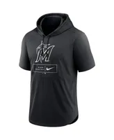 Men's Nike Black Miami Marlins Logo Lockup Performance Short-Sleeved Pullover Hoodie
