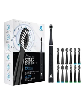 Pursonic Usb Rechargeable Sonic toothbrush with 12 Brush Heads