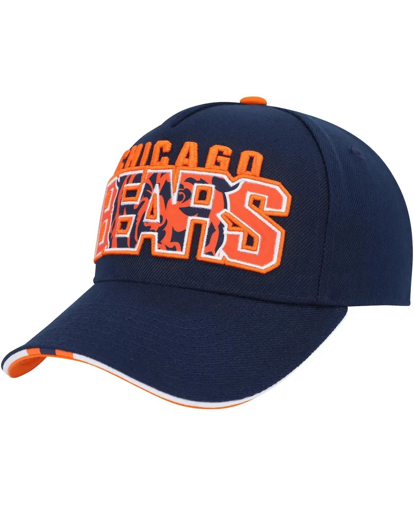 Big Boys and Girls Navy Chicago Bears On Trend Precurved A-Frame Snapback Hat