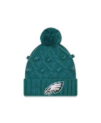 Women's New Era Midnight Green Philadelphia Eagles Glacier Cuffed Knit Hat  with Pom