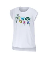 Women's Wear by Erin Andrews White New York Jets Greetings From Muscle T-shirt