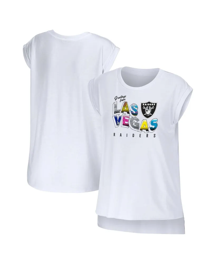 Women's Wear by Erin Andrews White Las Vegas Raiders Greetings From Muscle T-shirt