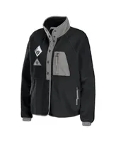 Women's Wear by Erin Andrews Black Las Vegas Raiders Polar Fleece Raglan Full-Snap Jacket