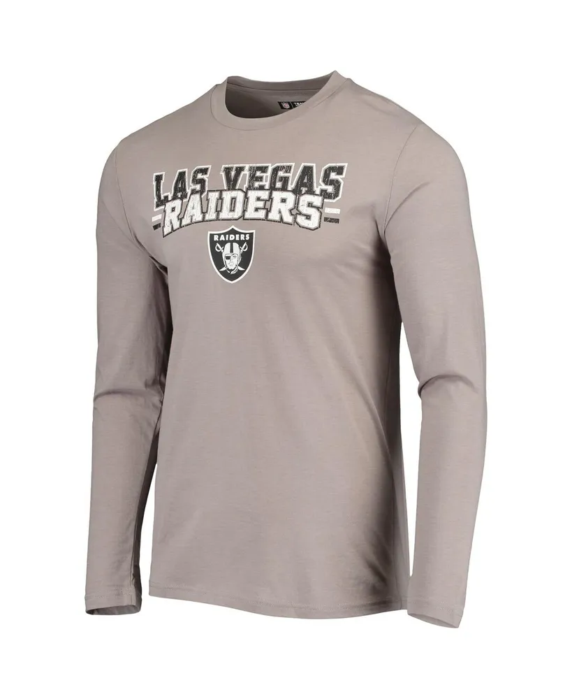 Men's Concepts Sport Black, Silver Las Vegas Raiders Meter Long Sleeve T-shirt and Pants Sleep Set