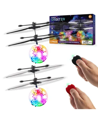 Force1 Orbiter Flying Orb Ball Hand Operated Drones for Kids - 2 Pack