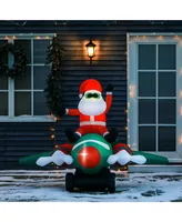 Homcom 7.3' Long Christmas Inflatable Santa Claus Plane Front Yard