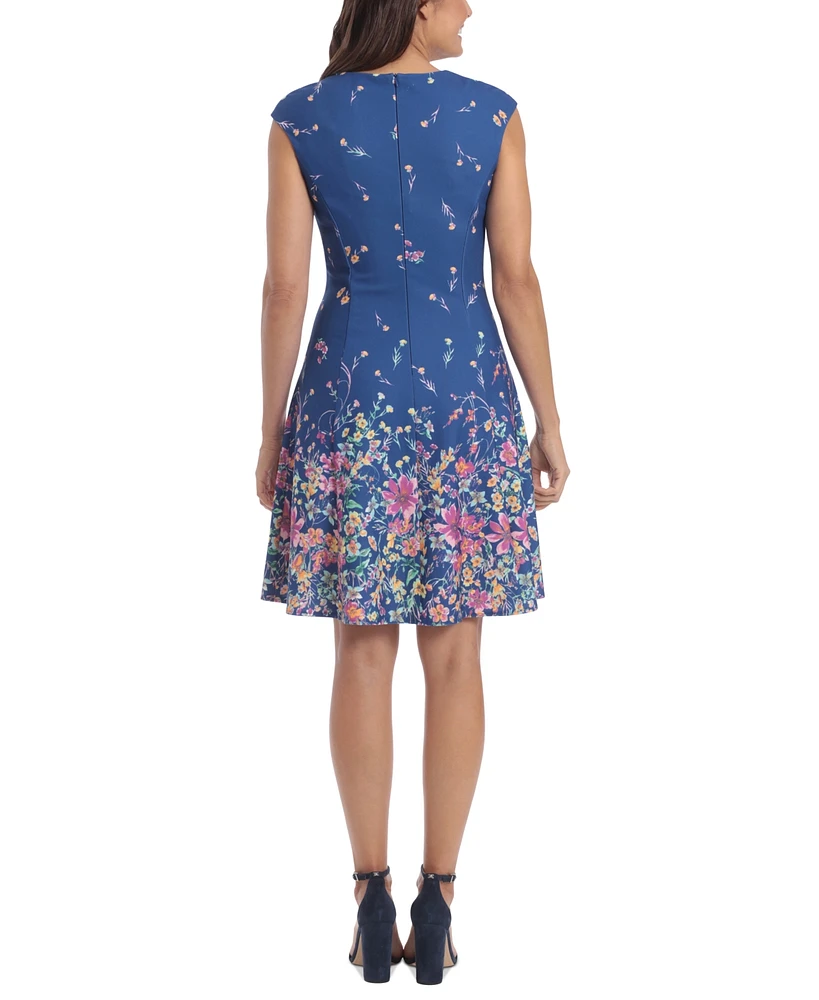 London Times Petite Printed Fit & Flare Dress