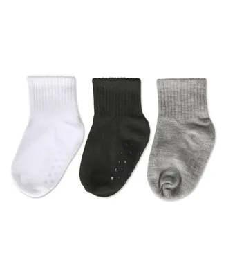 3 Pairs Kids Unisex Ribbed Non-Skid Ankle Socks