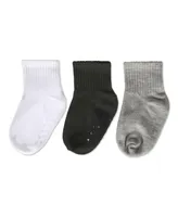 3 Pairs Kids Unisex Ribbed Non-Skid Ankle Socks