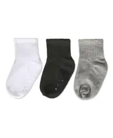 MeMoi Little Girls 3 Pairs Unisex Ribbed Non-Skid Ankle Socks