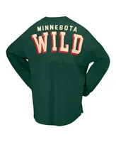 Women's Fanatics Green Minnesota Wild Spirit Lace-Up V-Neck Long Sleeve Jersey T-shirt