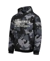 Men's The Wild Collective Black Seattle Seahawks Camo Pullover Hoodie