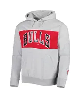 Men's Fanatics Heather Gray Chicago Bulls Wordmark French Terry Pullover Hoodie