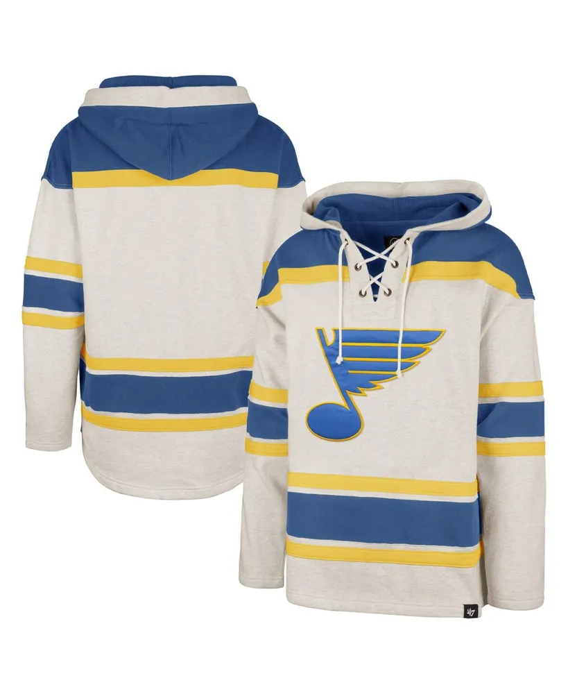 Men's '47 Brand Oatmeal St. Louis Blues Rockaway Lace-Up Pullover Hoodie