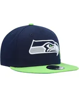 Men's New Era College Navy, Neon Green Seattle Seahawks Flawless 9FIFTY Snapback Hat