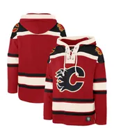 Men's '47 Brand Red Calgary Flames Superior Lacer Team Pullover Hoodie