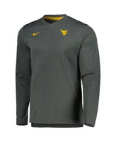 Men's Nike Heather Charcoal West Virginia Mountaineers 2022 Coach Performance Long Sleeve V-Neck T-shirt