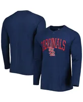 Men's Concepts Sport Heather Navy St. Louis Cardinals Inertia Raglan Long Sleeve Henley T-shirt