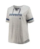 Women's Heathered Gray Dallas Cowboys Plus Lace-Up V-Neck T-shirt