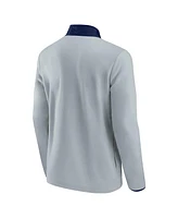 Men's Fanatics Gray, Deep Sea Blue Seattle Kraken Omni Polar Fleece Quarter-Snap Jacket