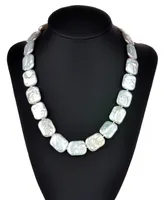 Rectangular Freshwater Pearl (8-9mm) Statement Necklace, 18" + 2" extender