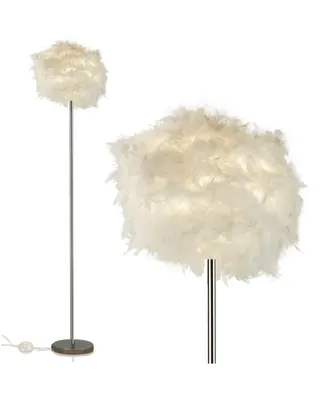 Feather Floor Lamp with Polished Chrome Finish and Foot Switch