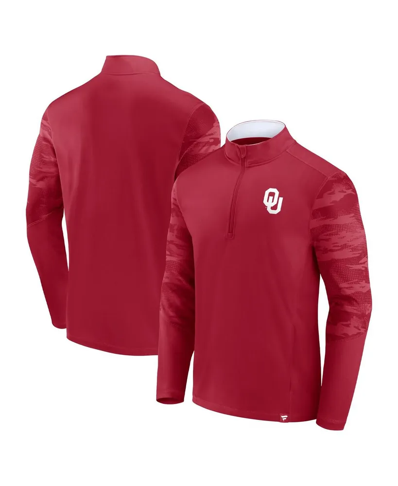 Men's Fanatics Crimson Oklahoma Sooners Ringer Quarter-Zip Top