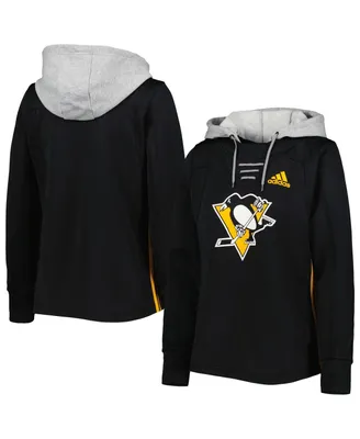 Women's adidas Black Pittsburgh Penguins Skate Lace Team Pullover Hoodie