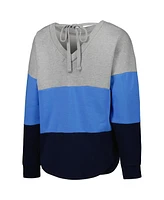 Women's Touch Heathered Gray, Navy Tennessee Titans Outfield Deep V-Back Pullover Sweatshirt