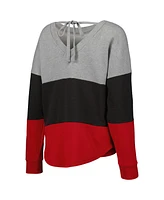 Women's Touch Heathered Gray, Red Tampa Bay Buccaneers Outfield Deep V-Back Pullover Sweatshirt