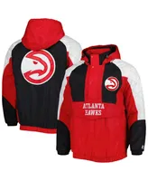 Men's Starter Red Atlanta Hawks Body Check Raglan Hoodie Half-Zip Jacket