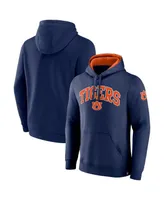 Men's Fanatics Navy Auburn Tigers Arch & Logo Tackle Twill Pullover Hoodie