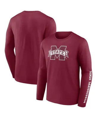 Men's Fanatics Maroon Mississippi State Bulldogs Double Time 2-Hit Long Sleeve T-shirt