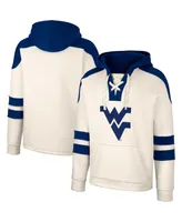 Men's Colosseum Cream West Virginia Mountaineers Lace-Up 4.0 Vintage-Like Pullover Hoodie