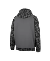 Men's Colosseum Charcoal Wisconsin Badgers Oht Military-Inspired Appreciation Camo Stack Raglan Pullover Hoodie