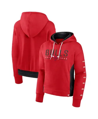 Women's Fanatics Red Chicago Bulls Iconic Halftime Colorblock Pullover Hoodie