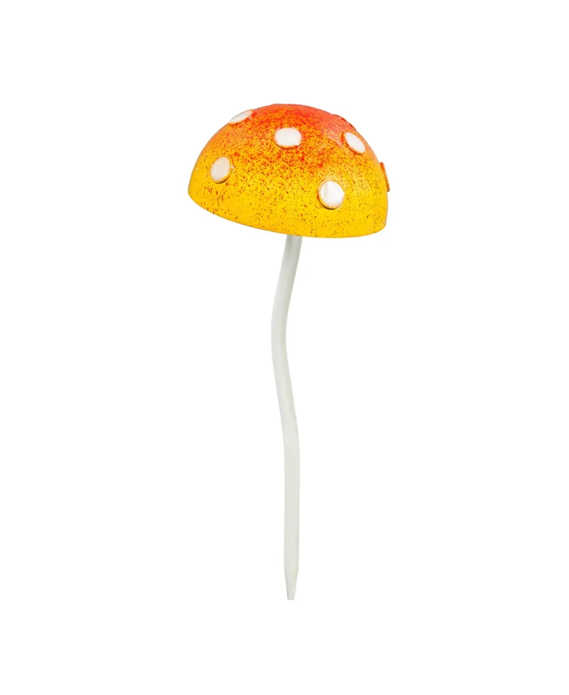 Evergreen 12.5"H Glow in the Dark Mushroom Plant Pick, Yellow Garden and Yard Decor