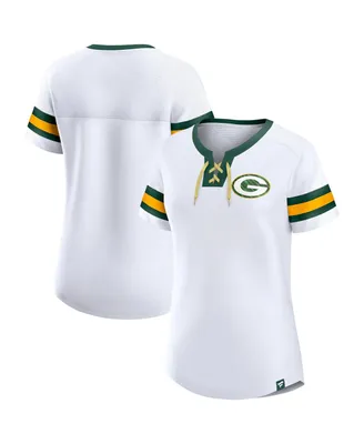 Women's Fanatics White Green Bay Packers Sunday Best Lace-Up T-shirt