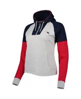 Antigua Women's Heathered Gray, Navy New England Patriots Jackpot Raglan Half-Zip Pullover Hoodie