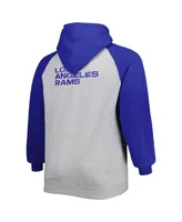 Profile Men's Heather Gray Los Angeles Rams Big and Tall Fleece Raglan Full-Zip Hoodie Jacket