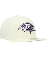 Men's New Era Cream Baltimore Ravens Chrome Color Dim 59FIFTY Fitted Hat