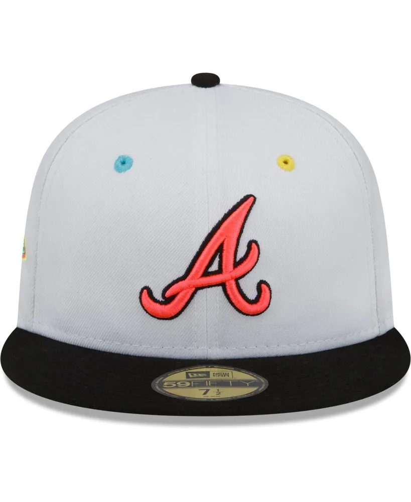 Men's New Era White, Black Atlanta Braves 1995 World Series Champions Neon Eye 59FIFTY Fitted Hat