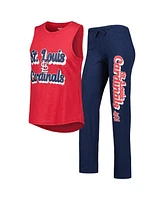 Concepts Sport Women's Navy, Red St. Louis Cardinals Wordmark Meter Muscle Tank Top and Pants Sleep Set