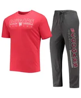 Men's Concepts Sport Heathered Charcoal and Red Houston Cougars Meter T-shirt Pants Sleep Set