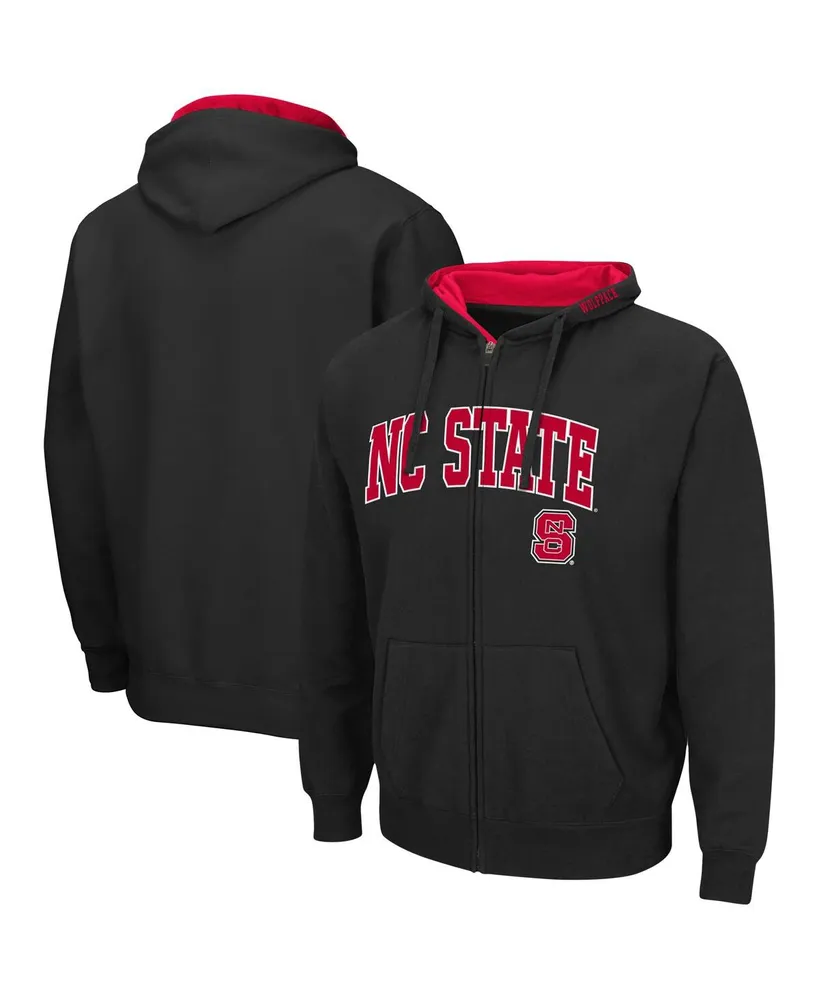 Men's Colosseum Black Nc State Wolfpack Arch and Logo 3.0 Full-Zip Hoodie