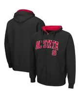 Men's Colosseum Black Nc State Wolfpack Arch and Logo 3.0 Full-Zip Hoodie