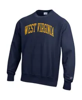 Men's Champion Navy West Virginia Mountaineers Big and Tall Reverse Weave Fleece Crewneck Pullover Sweatshirt