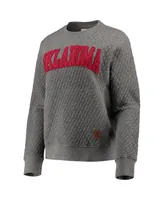 Women's Pressbox Heather Charcoal Oklahoma Sooners Moose Quilted Pullover Sweatshirt