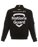 Men's Jh Design Black Kyle Larson Nations Guard Twill Uniform Full-Snap Jacket